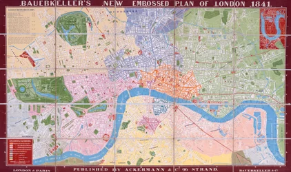 Nuevo plan en relieve de Londres de Bauerkeller, 1841 (litografía en color)